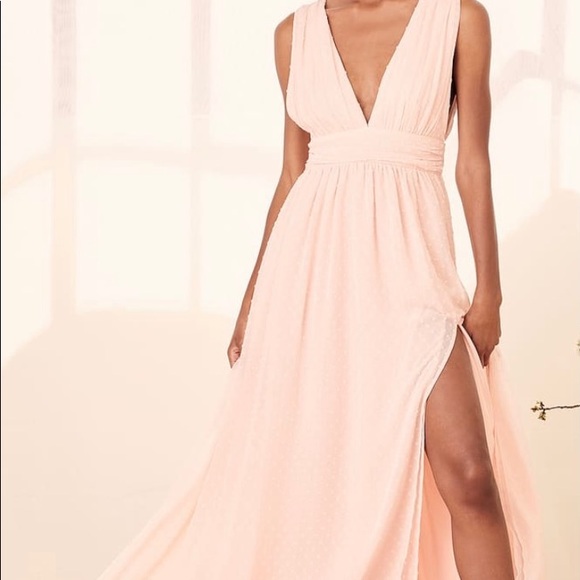 Lulus “heavenly hue” bridesmaid maxi dress in blush - Picture 4 of 5